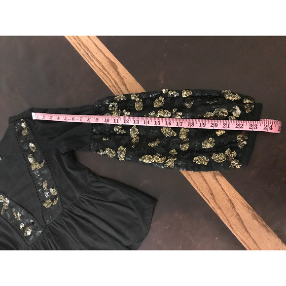 Anthropologie Neale Black Sequined Peplum Top - Size Extra Small - Picture 6 of 13